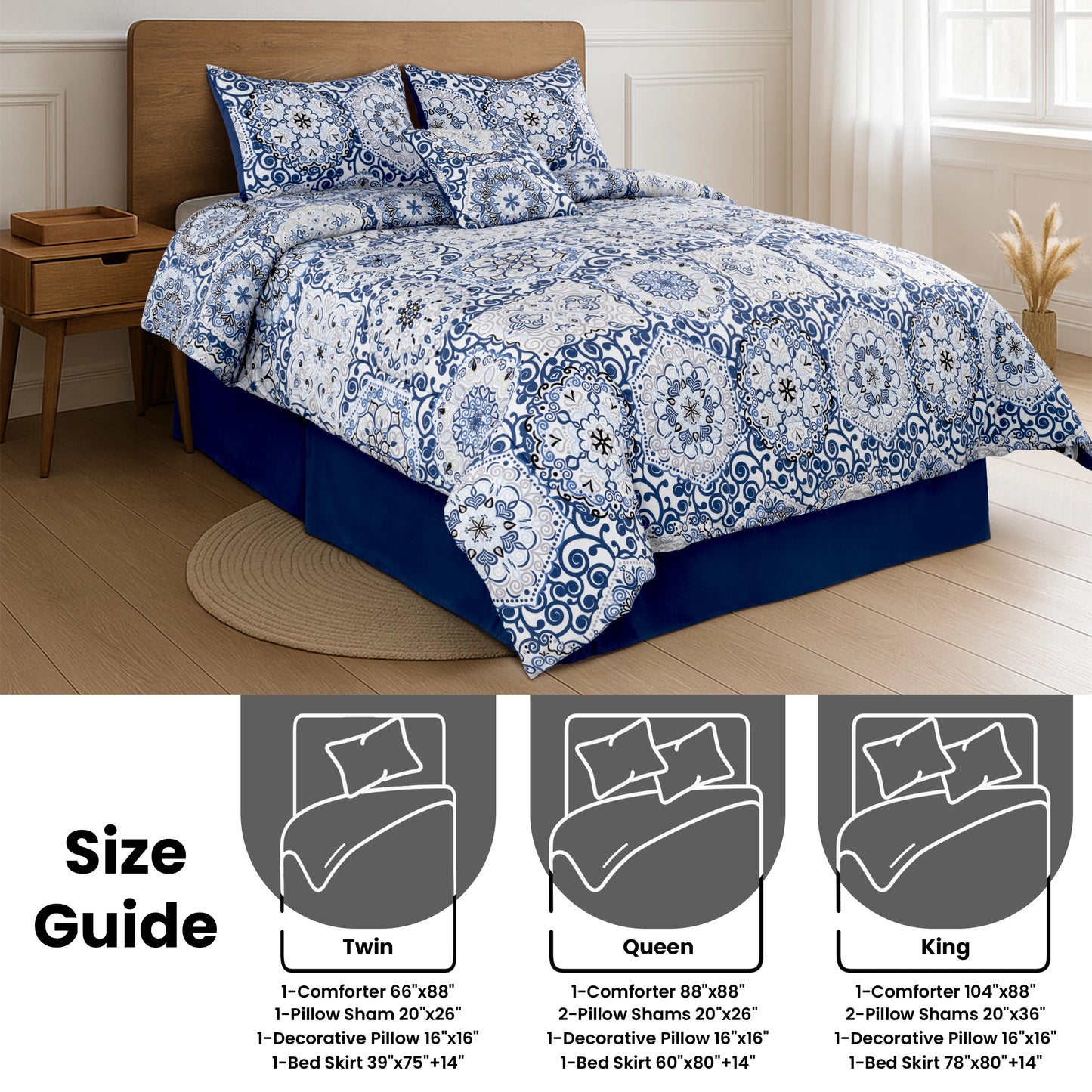 LUX Décor Reversible Comforter Set Microfiber Bedding