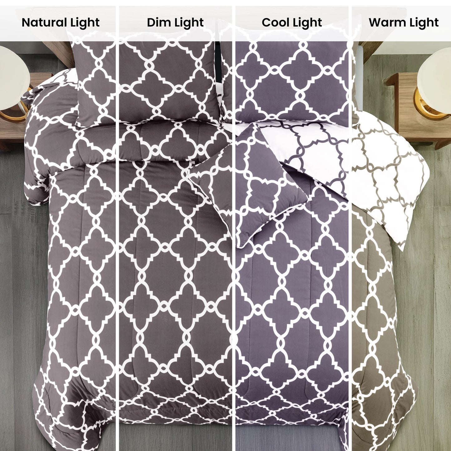 LUX Décor Reversible Comforter Set Microfiber Bedding