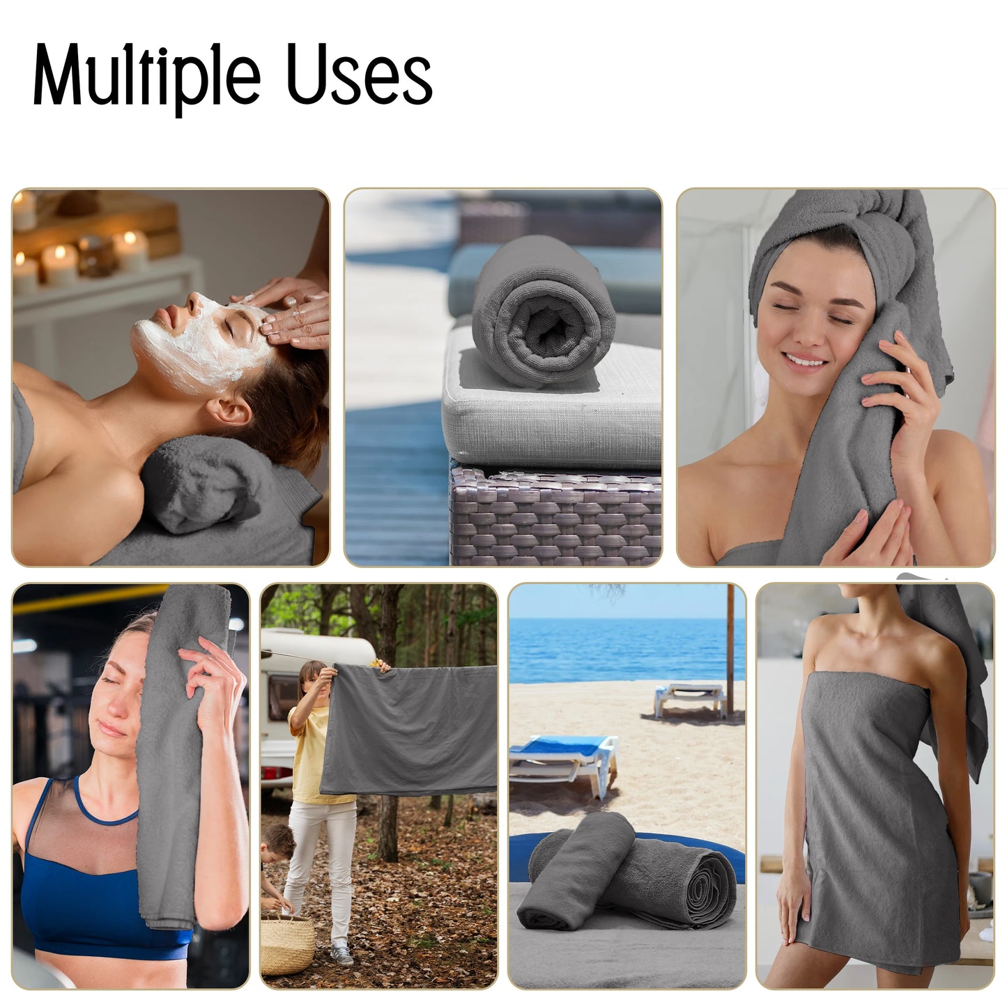 Lux Decor 100 Percent Cotton Bath Towel Set Ultra Soft Durable Absorbent 525 GSM 6 Piece