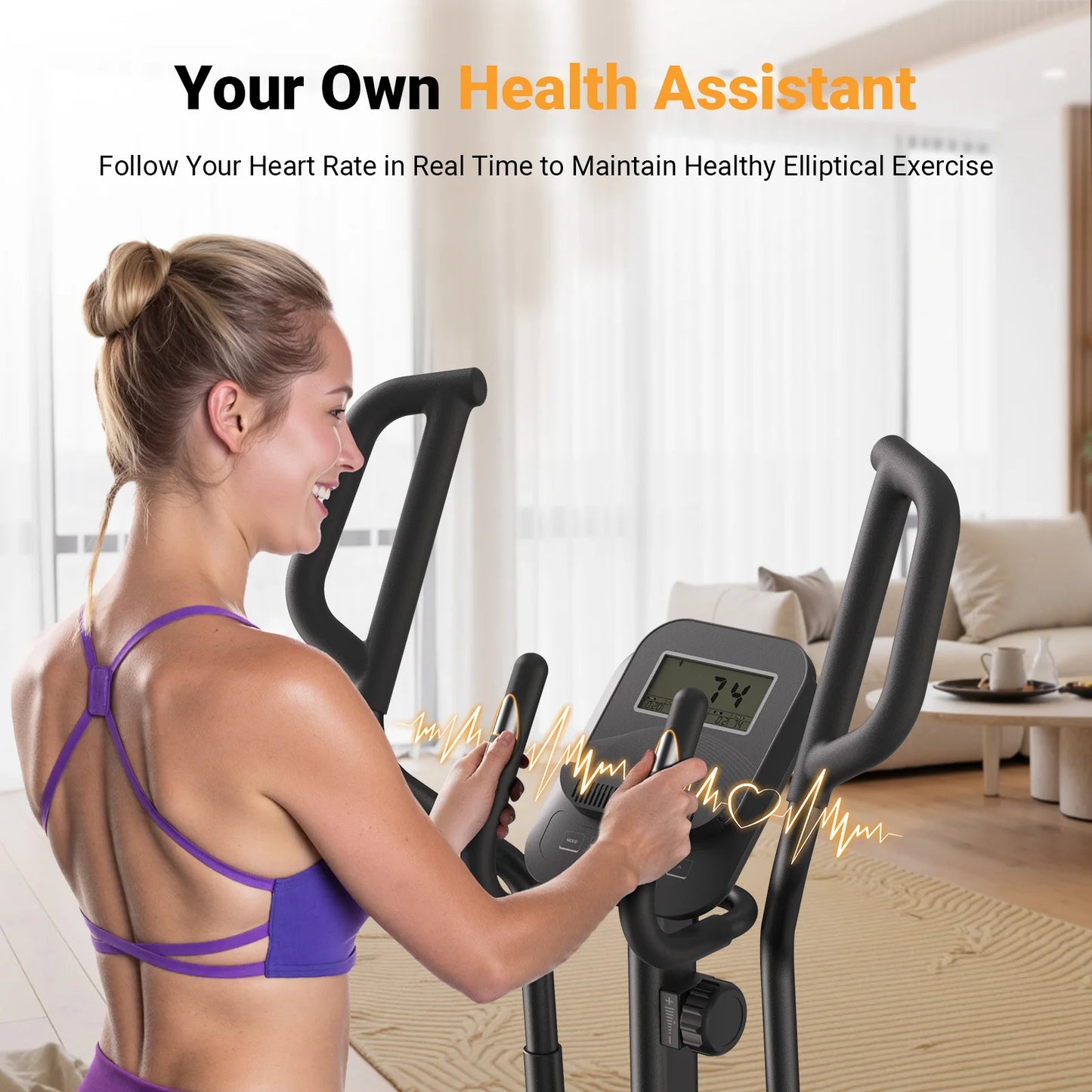 MERACH Elliptical Exercise Machine with 18.5IN Stride Hyper-Quiet Magnetic Drive System Elliptical Trainer 8 Resistance Levels
