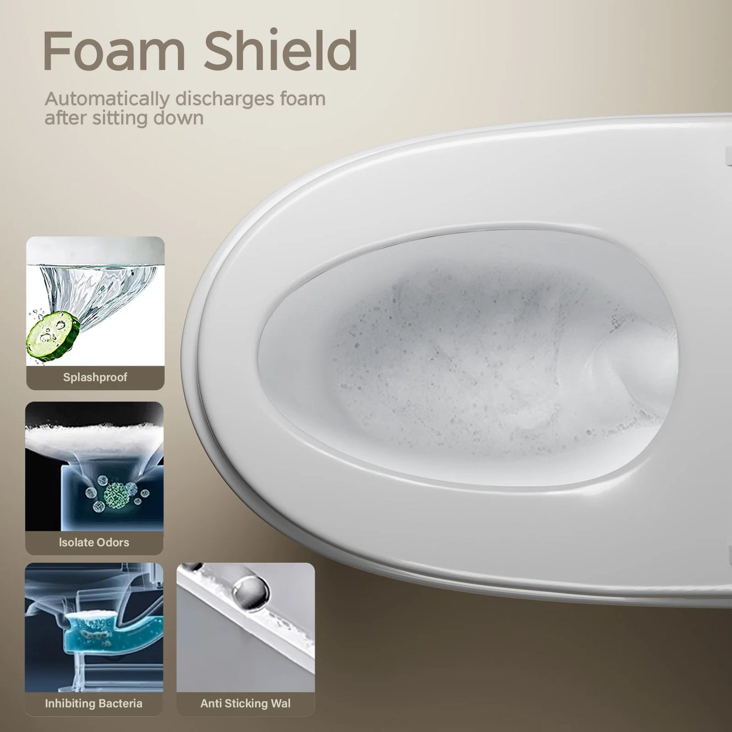SmartToilet BuiltInBidetSystem AutoOpenClose DualFlush HeatedSeat WithNozzleSelfCleaning
