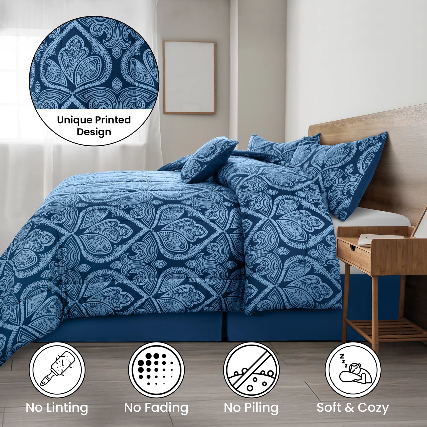 LUX Décor Reversible Comforter Set Microfiber Bedding
