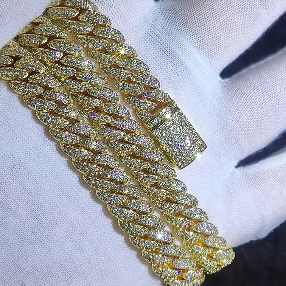 NONECN Diamond Cuban Link Chain Necklace 18K Plated