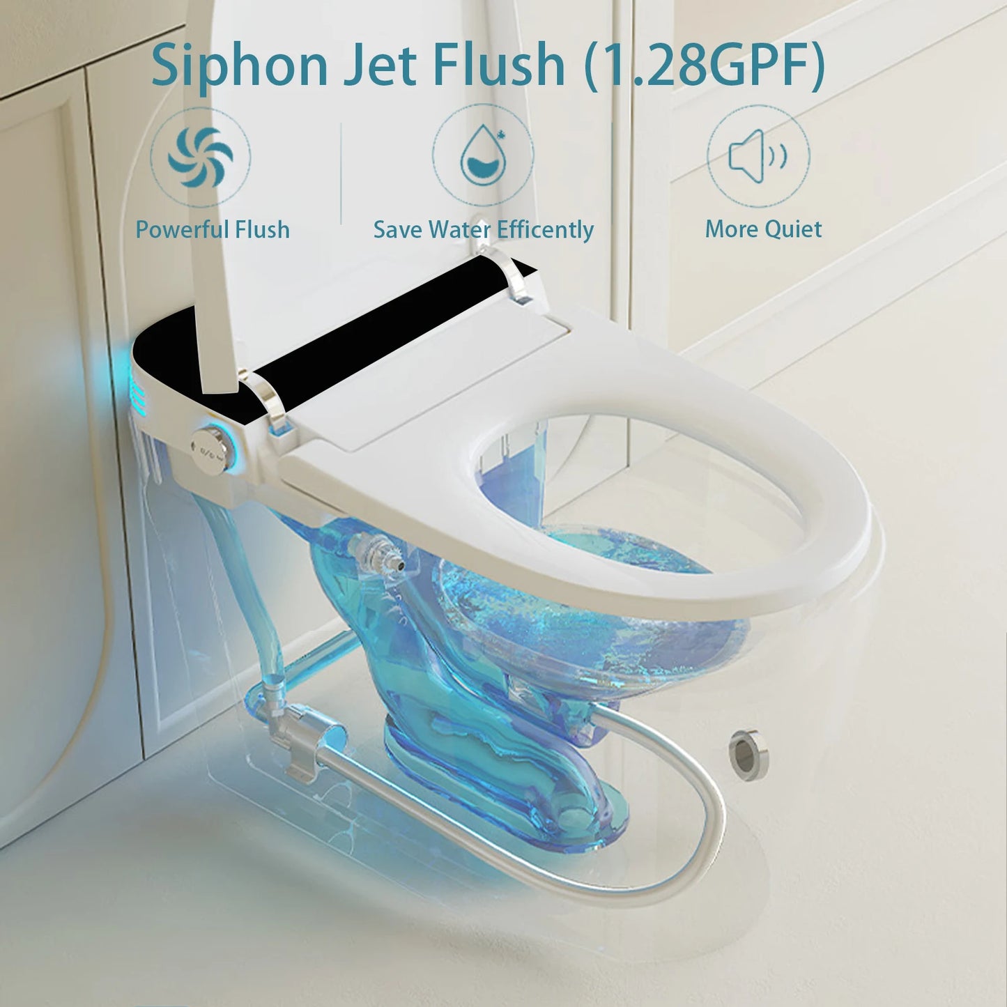 SmartToilet BuiltInBidetSystem AutoOpenClose DualFlush HeatedSeat WithNozzleSelfCleaning