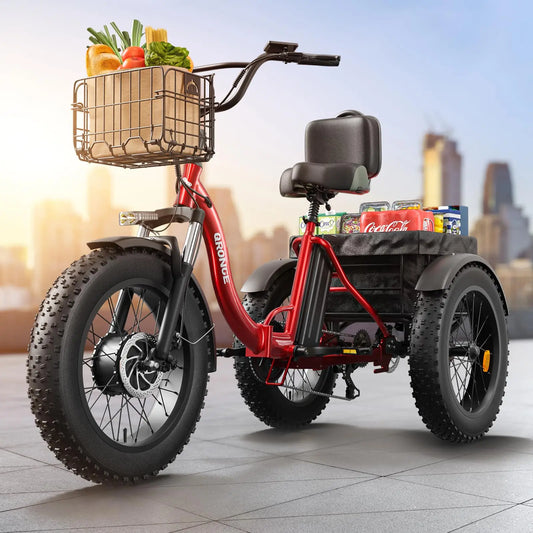 QRONGE 960W Electric Bike For Adults Folding Fat Tire Trike