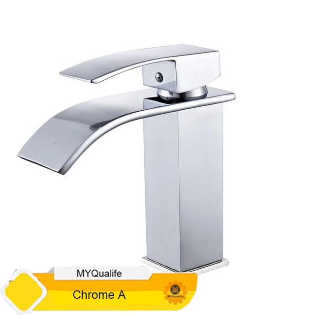 MYQualife Waterfall Bathroom Faucet Single Hole Vessel Sink Tap RS1607B