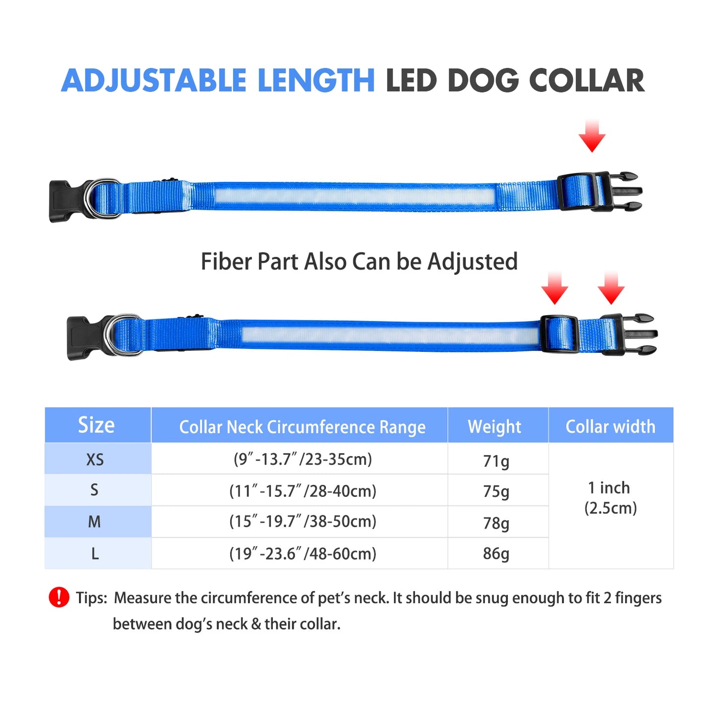 MASBRILLCN LED Dog Collar Waterproof Glow Necklace With Lights
