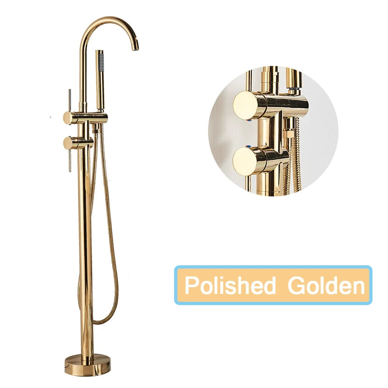 Rozin Floor Standing Bathtub Faucet With Swivel Spout Dual Control