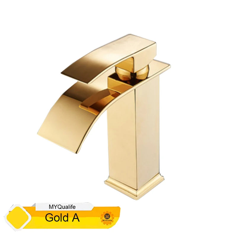 MYQualife Waterfall Bathroom Faucet Single Hole Vessel Sink Tap RS1607B