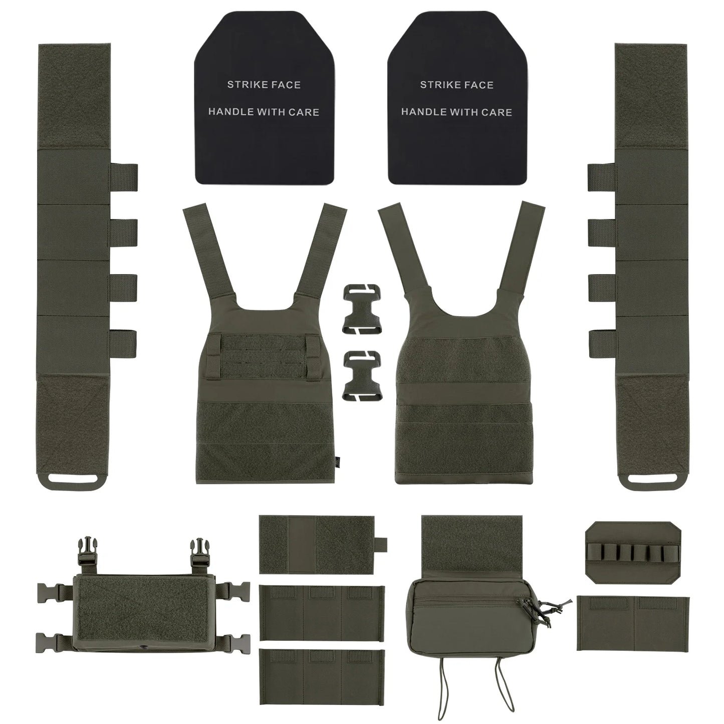 KRYDEX Low Vis Slick Plate Carrier Tactical Vest With Cummerbund