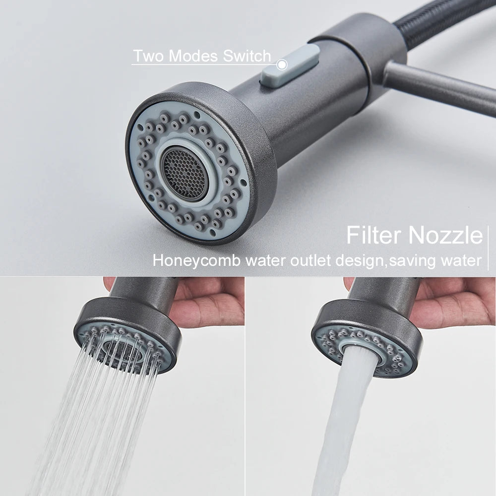 MYQualife PremiumSolidBrass Kitchen Sink Faucet Single Handle Deck Mounted PullDown
