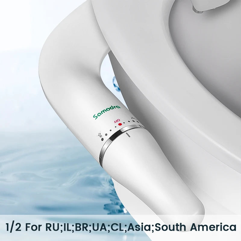 SAMODRA Ultra Slim Bidet Toilet Seat Attachment With Adjustable Water Pressure For Bathroom