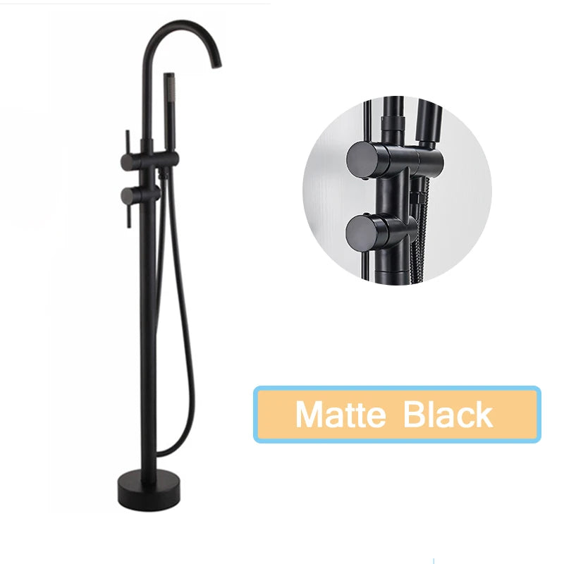 Rozin Floor Standing Bathtub Faucet With Swivel Spout Dual Control
