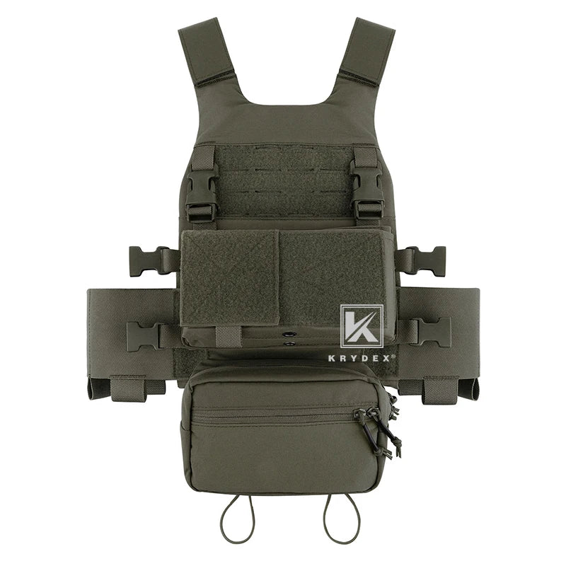 KRYDEX Low Vis Slick Plate Carrier Tactical Vest With Cummerbund
