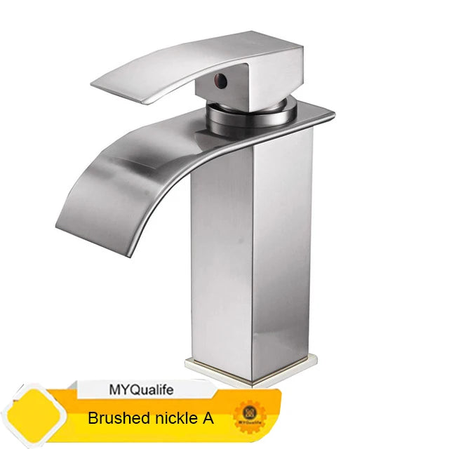 MYQualife Waterfall Bathroom Faucet Single Hole Vessel Sink Tap RS1607B
