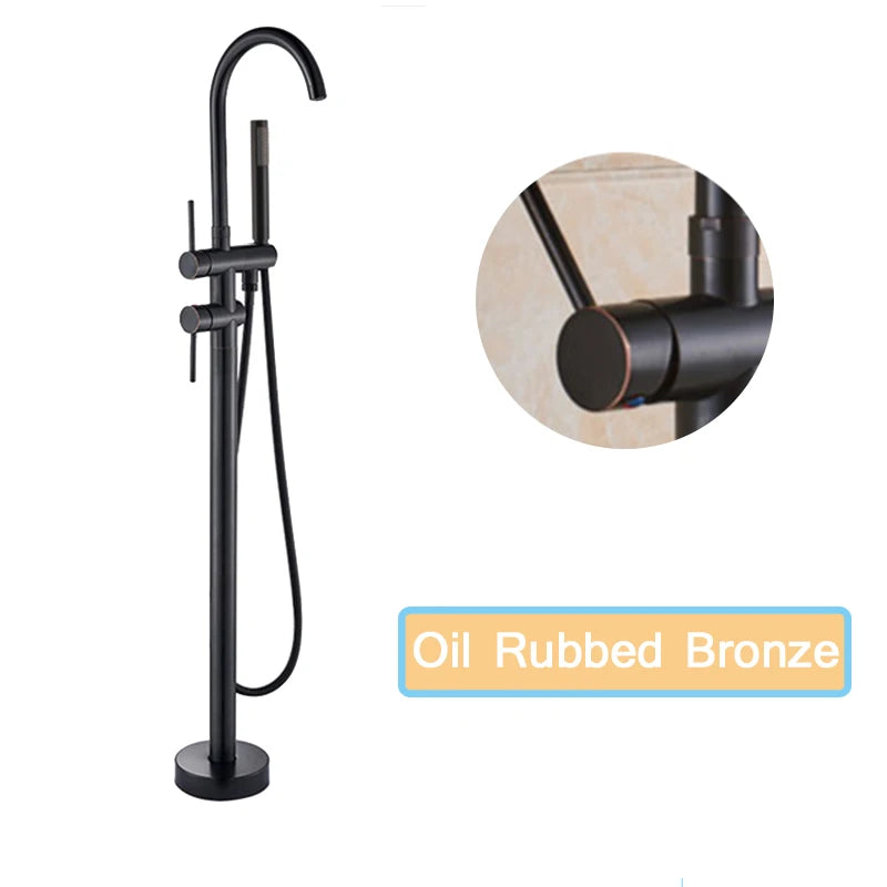 Rozin Floor Standing Bathtub Faucet With Swivel Spout Dual Control
