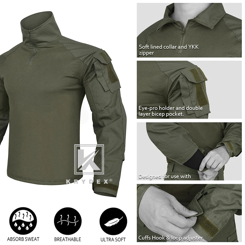 KRYDEX Tactical Camouflage Shirt and Pants Kit Combat Uniform
