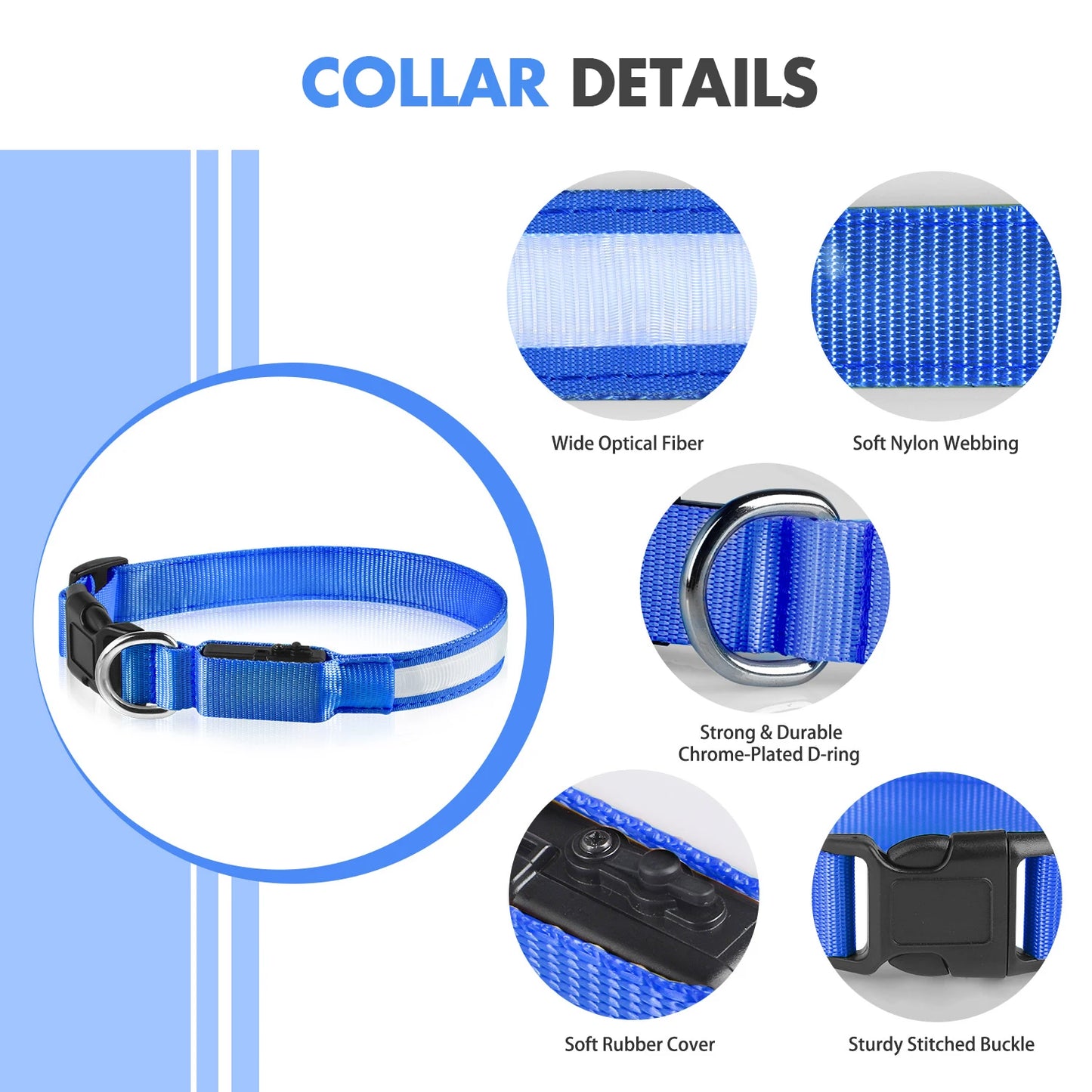 MASBRILLCN LED Dog Collar Waterproof Glow Necklace With Lights