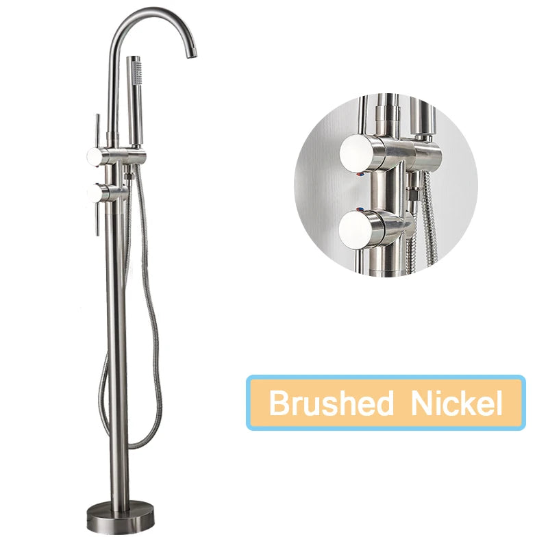 Rozin Floor Standing Bathtub Faucet With Swivel Spout Dual Control