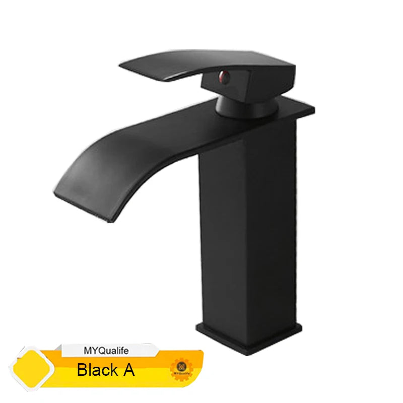 MYQualife Waterfall Bathroom Faucet Single Hole Vessel Sink Tap RS1607B