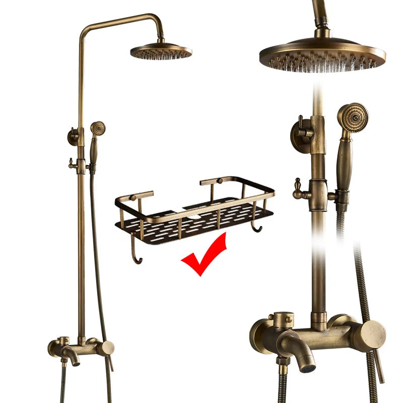 SAFLIHCAR Brushed Antique Brass SpaQuality ShowerFaucetSystem WallMounted DualHandles PremiumGrade LifetimeWarranty