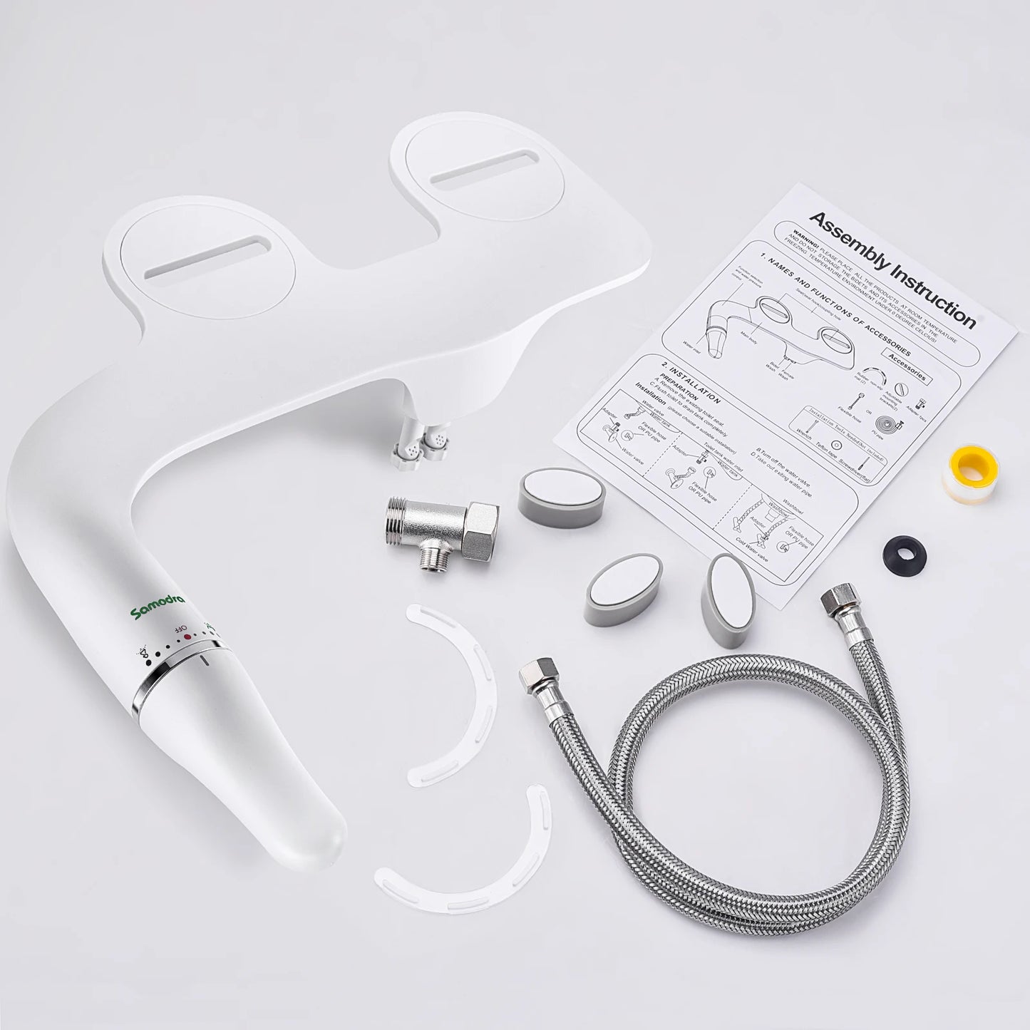 SAMODRA Ultra Slim Bidet Toilet Seat Attachment With Adjustable Water Pressure For Bathroom