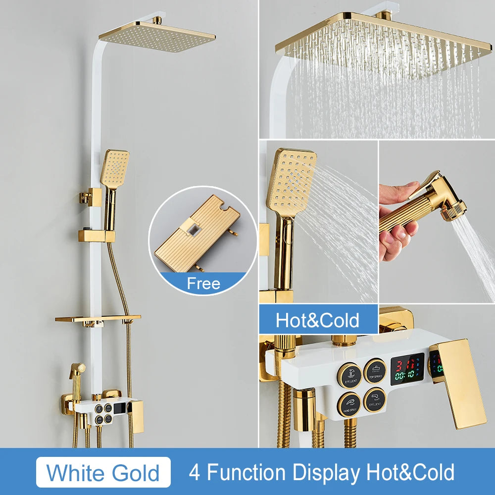 MYQualife Thermostatic LCD Shower Faucet Set With Digital TemperatureReadout Rainfall
