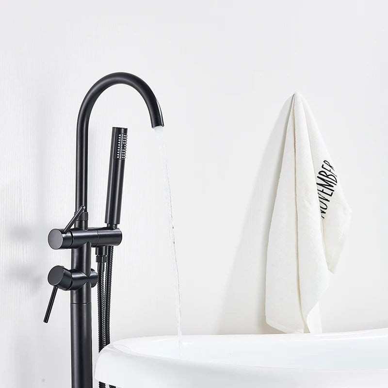 Rozin Floor Standing Bathtub Faucet With Swivel Spout Dual Control