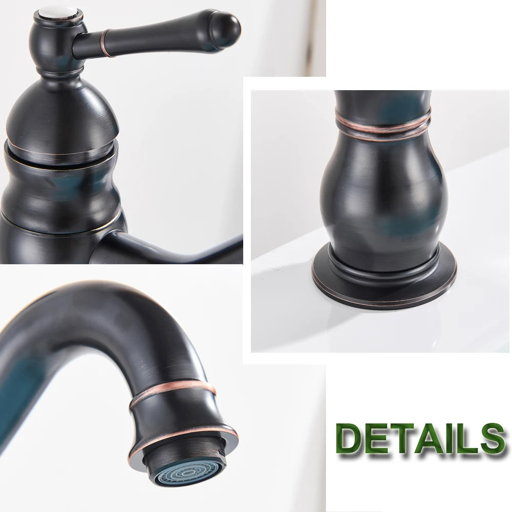 SAFLIHCAR Brass Bathroom Faucet Hot Cold Water Deck Mounted Column Mixer Durable