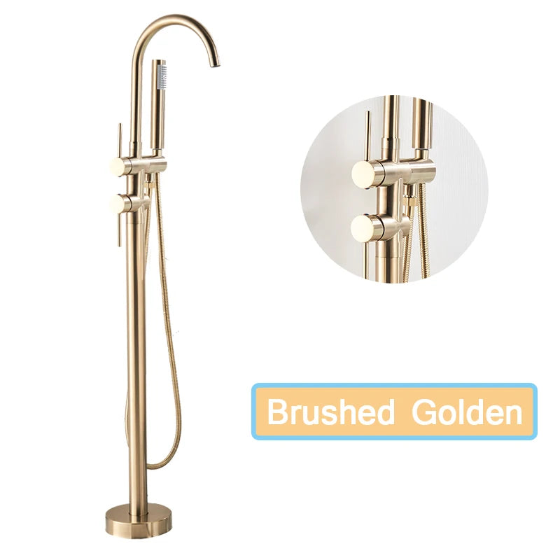 Rozin Floor Standing Bathtub Faucet With Swivel Spout Dual Control