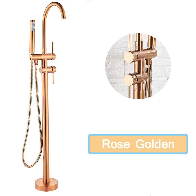 Rozin Floor Standing Bathtub Faucet With Swivel Spout Dual Control