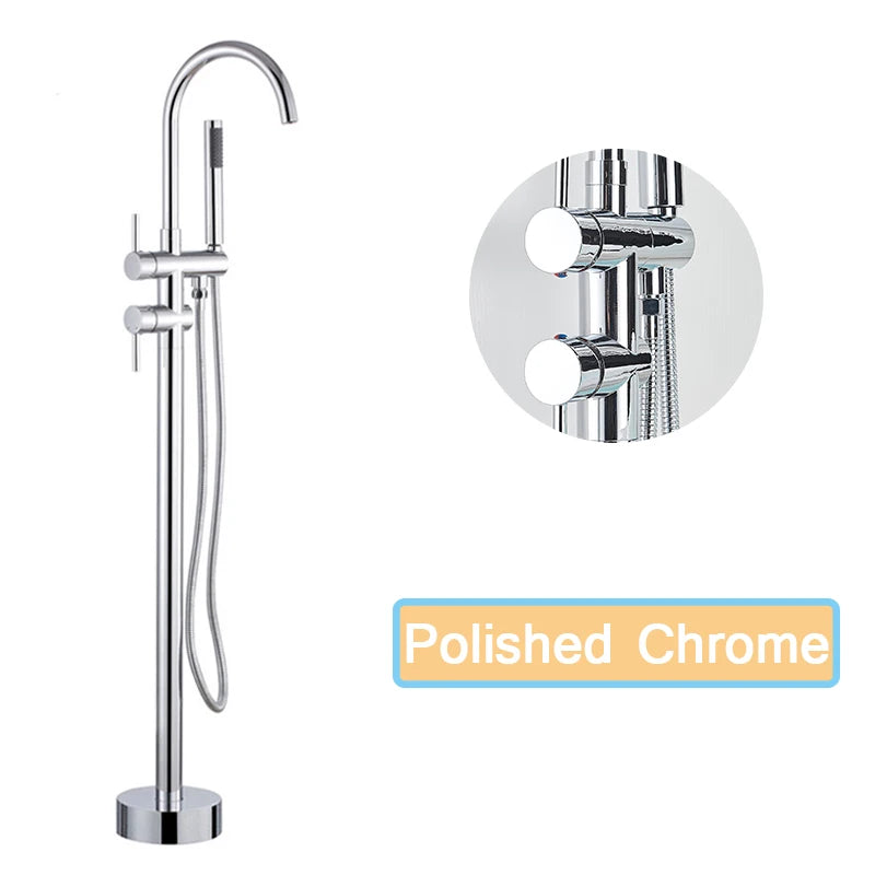 Rozin Floor Standing Bathtub Faucet With Swivel Spout Dual Control