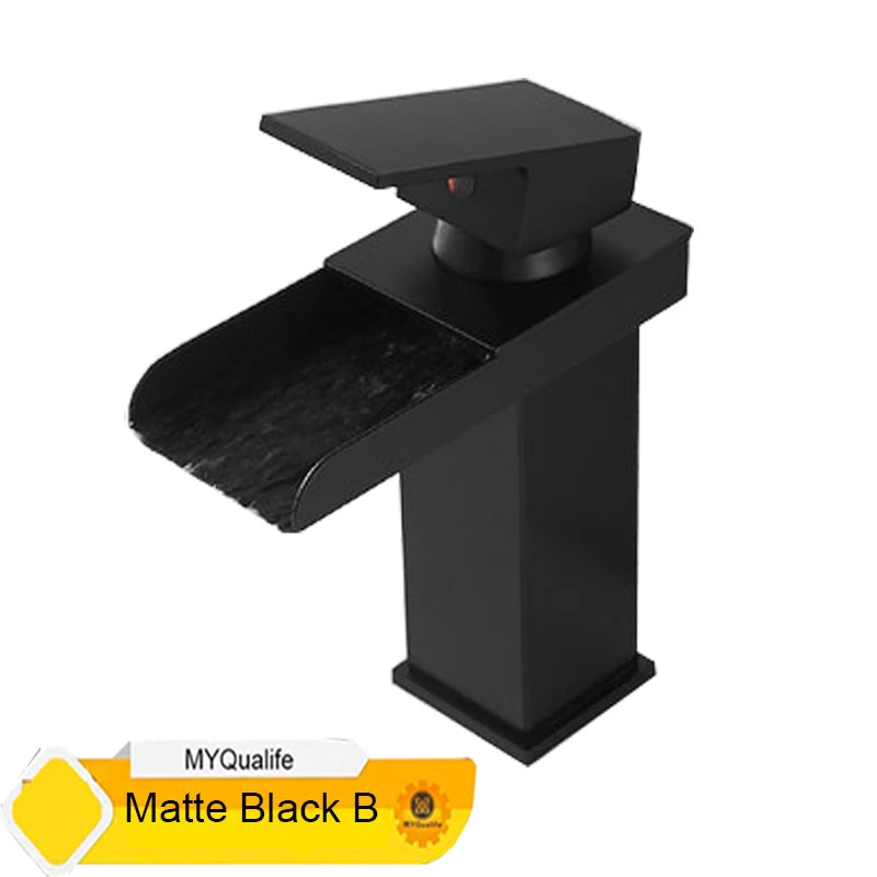 MYQualife Waterfall Bathroom Faucet Single Hole Vessel Sink Tap RS1607B