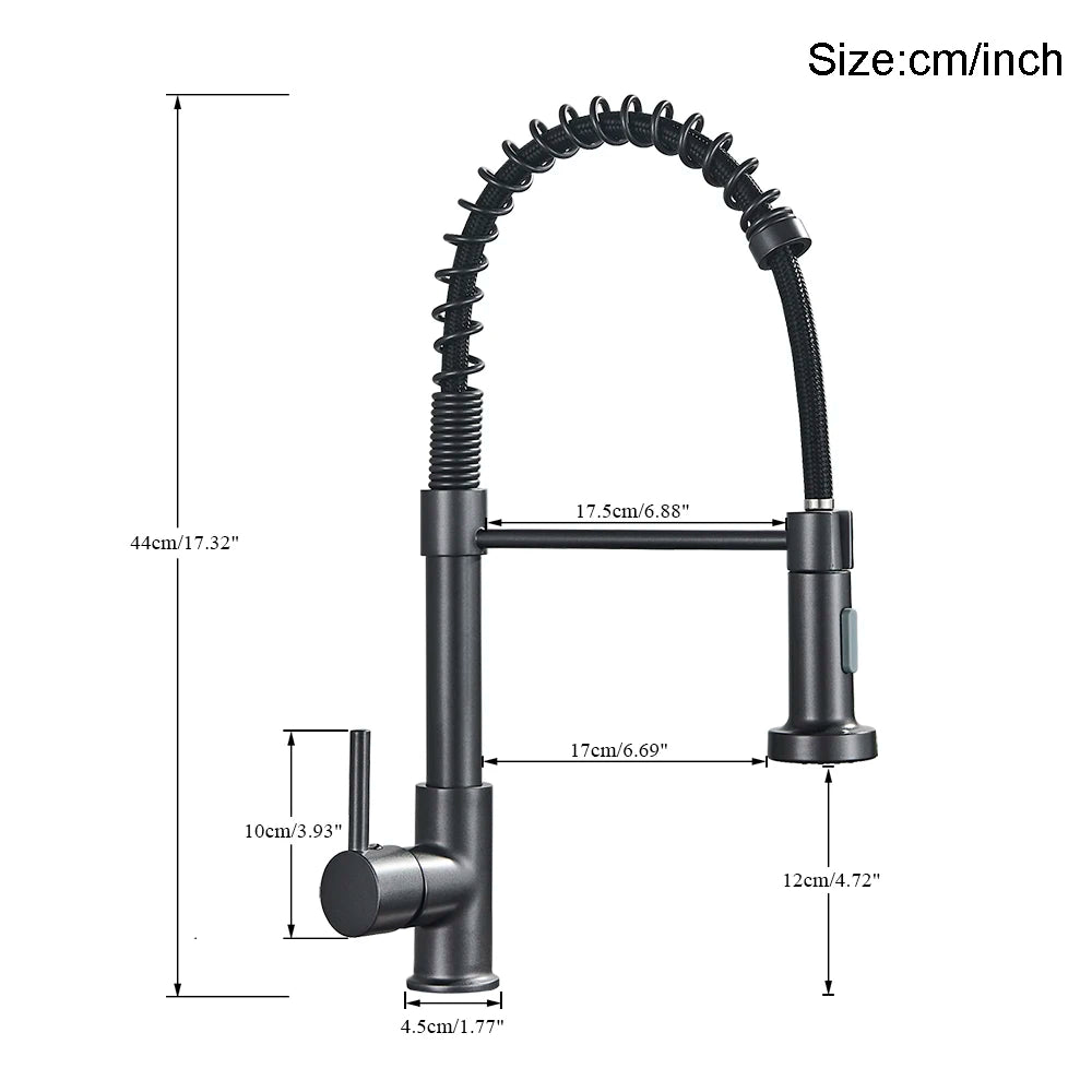 MYQualife PremiumSolidBrass Kitchen Sink Faucet Single Handle Deck Mounted PullDown