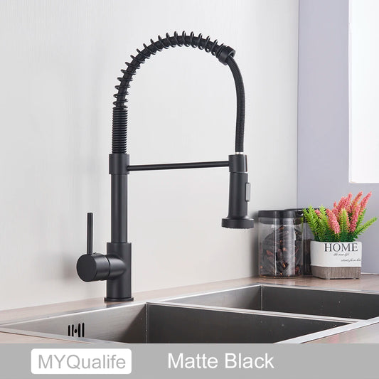 MYQualife PremiumSolidBrass Kitchen Sink Faucet Single Handle Deck Mounted PullDown