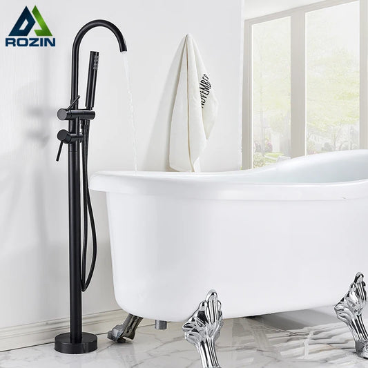 Rozin Floor Standing Bathtub Faucet With Swivel Spout Dual Control