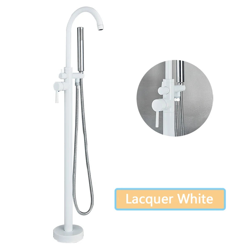 Rozin Floor Standing Bathtub Faucet With Swivel Spout Dual Control