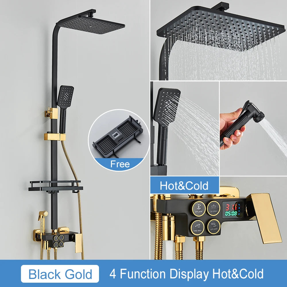 MYQualife Thermostatic LCD Shower Faucet Set With Digital TemperatureReadout Rainfall