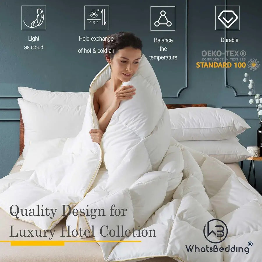 Premium Duck Feather Down Fiber Filled Comforter Duvet Insert Hotel Collection All Season Bedding