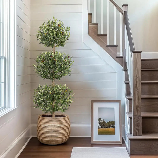 HiMIS Artificial Olive Tree With Planter For Indoor Home Office Decor Lifelike Foliage