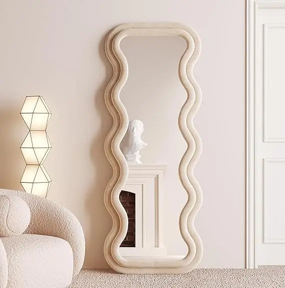 Irregular Arched Wavy Floor Mirror For Bedroom