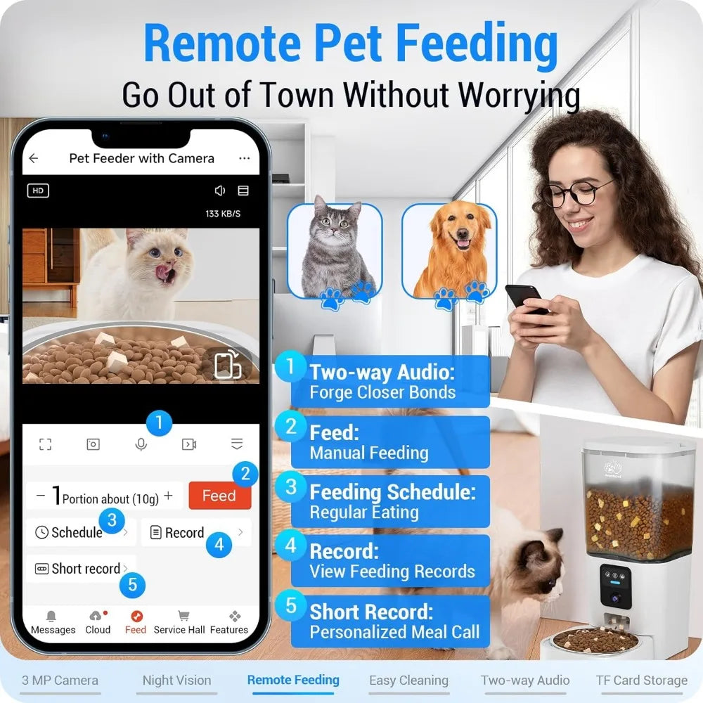 Automatic Cat Feeder With 2K Camera And 5G WiFi Pro