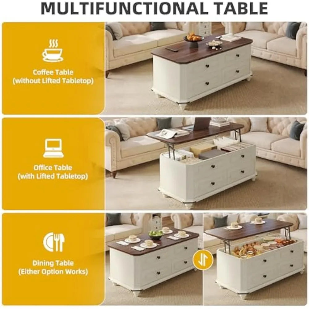Lift Top Coffee Table With Storage And Hidden Compartment