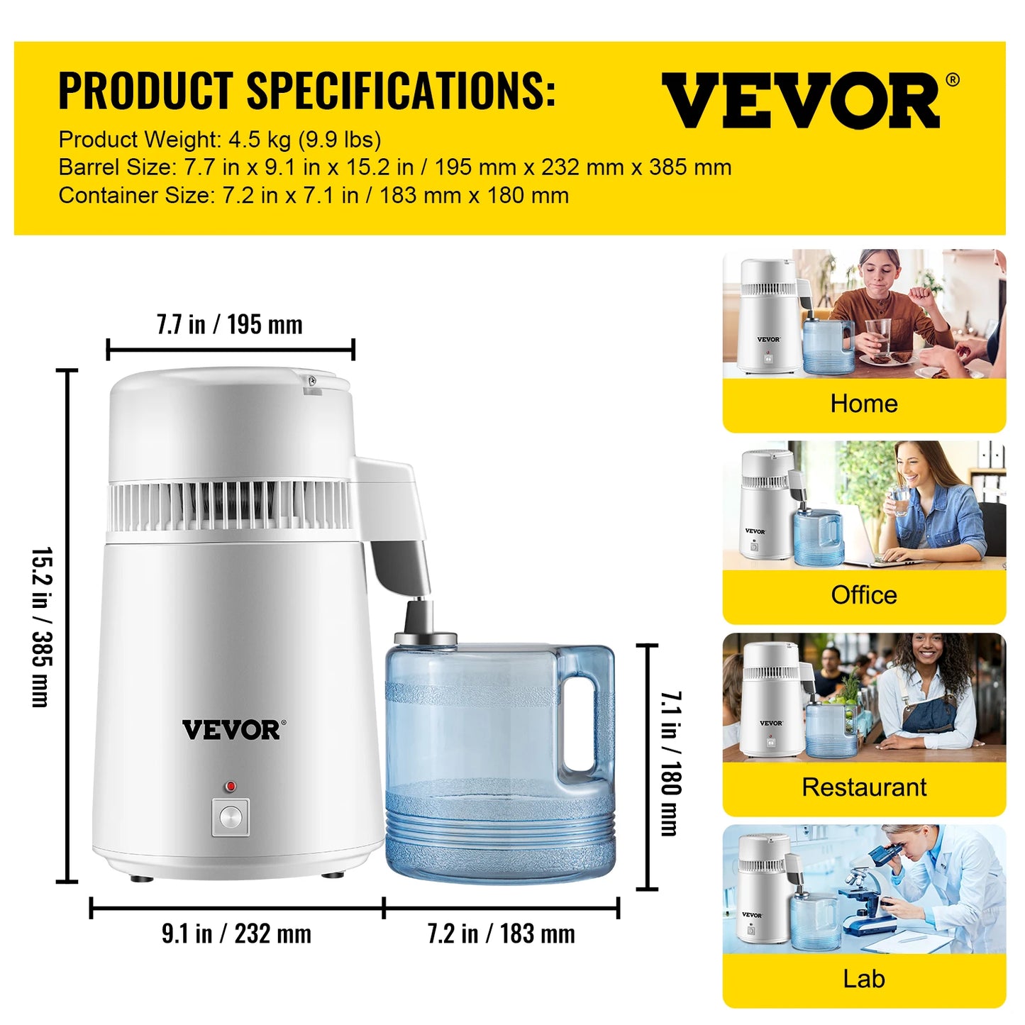 SucceBuy Water Distiller Purifier Dispenser For Home Use