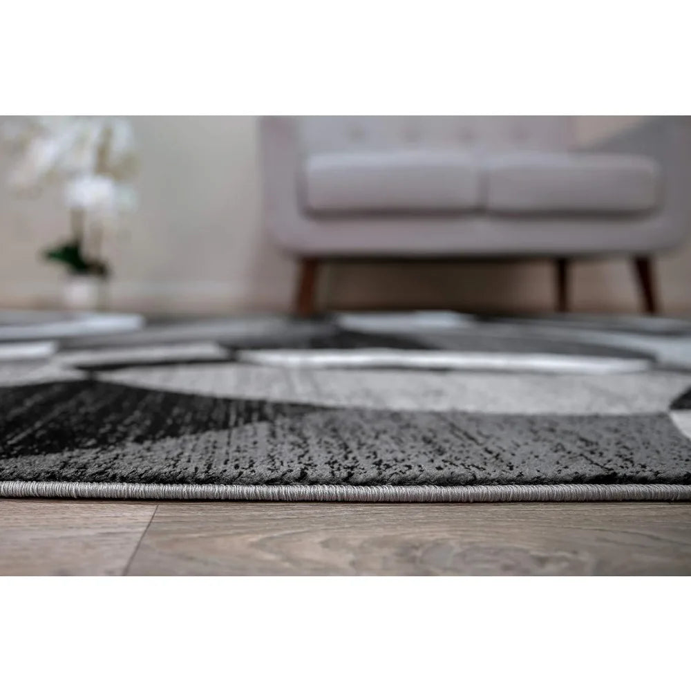 Contemporary Abstract Circles Area Rug For High Traffic Living Rooms And Home Offices