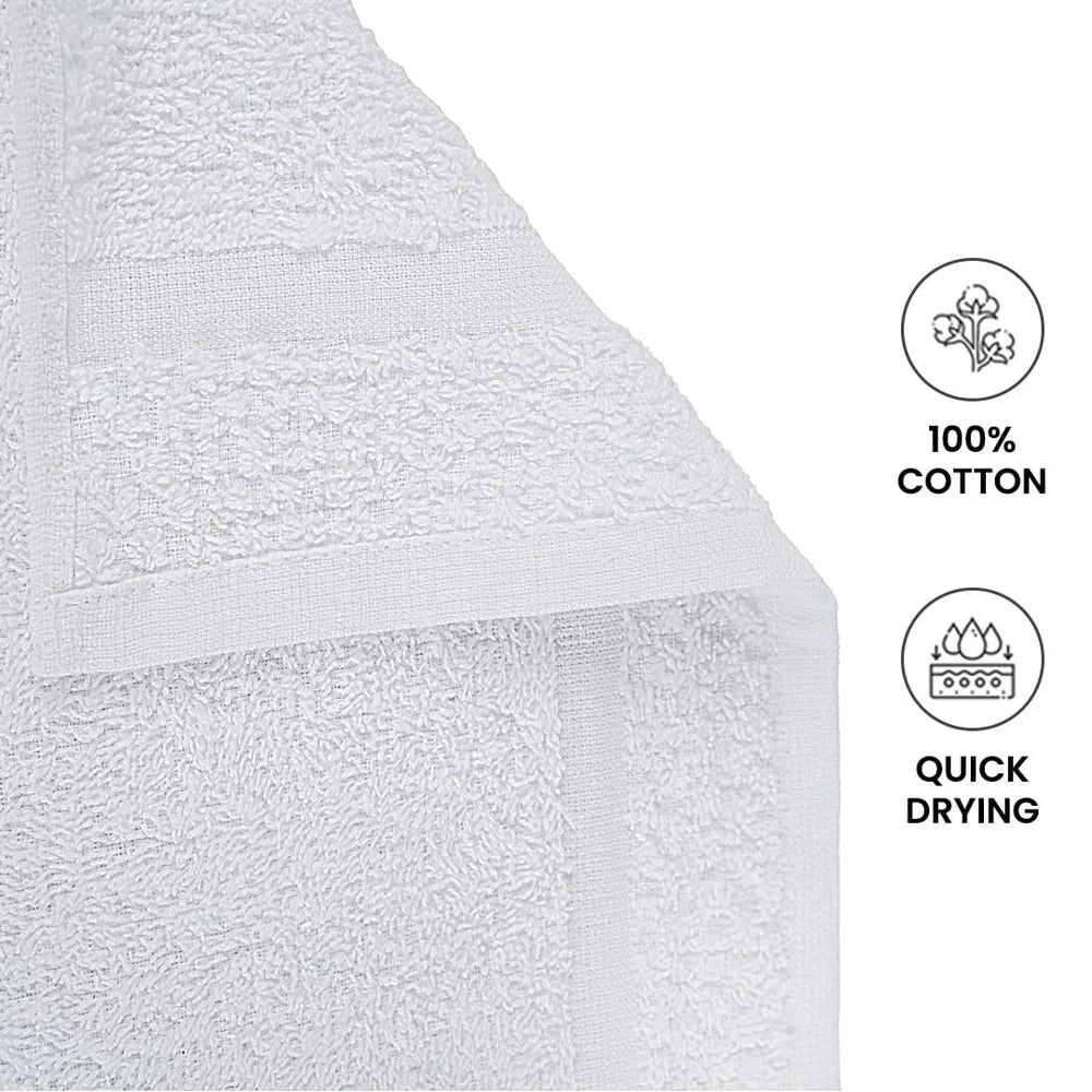 Cotton Bath Towel Set Quick Dry Absorbent Textured Border