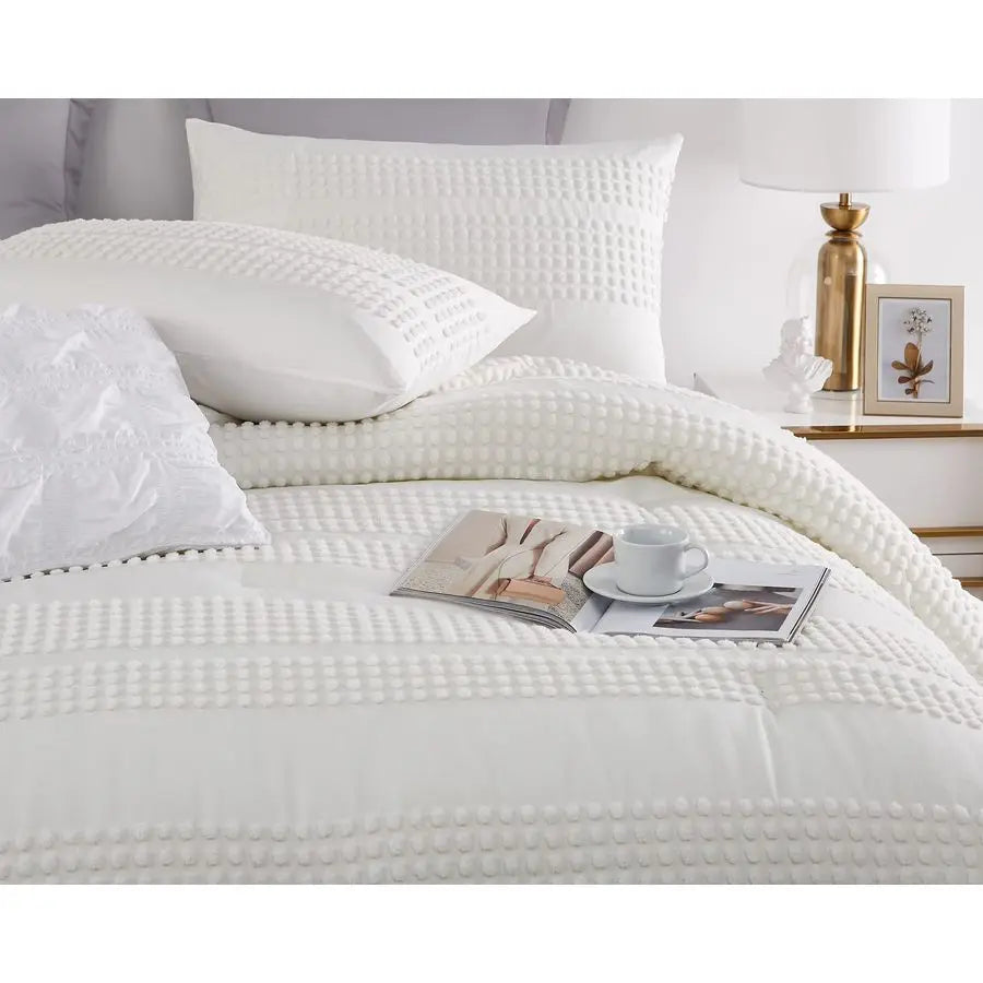 Cotton Microfiber Comforter Set Three Piece Boho Tufted Jacquard