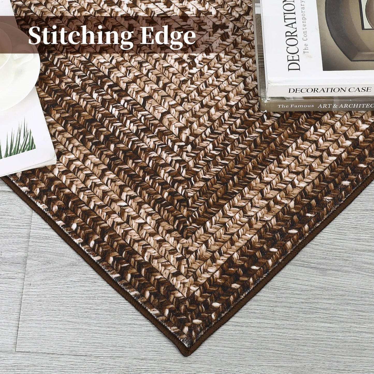 HiMIS Washable Braided Area Rug Non Slip For Living Room
