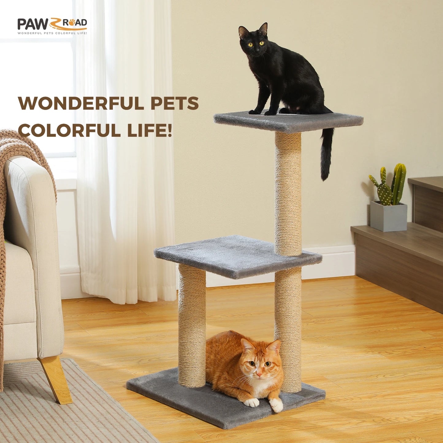 PAWZ Road Premium UltraDurableMultiLevel CatActivityTree Tower For Indoor Cats HammockPosts