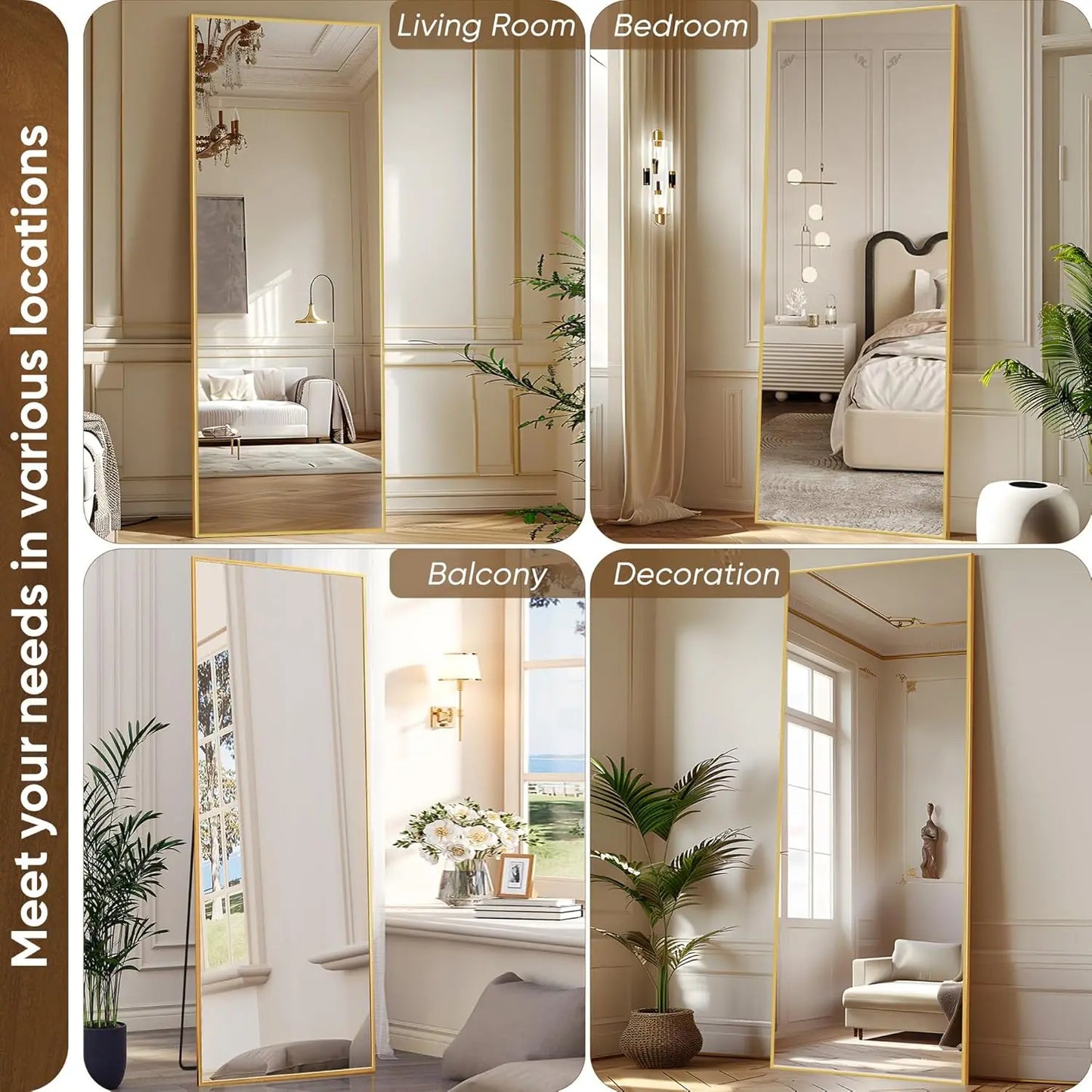 Antok Floor Mirror With Stand For Bedroom Living Room Cloakroom
